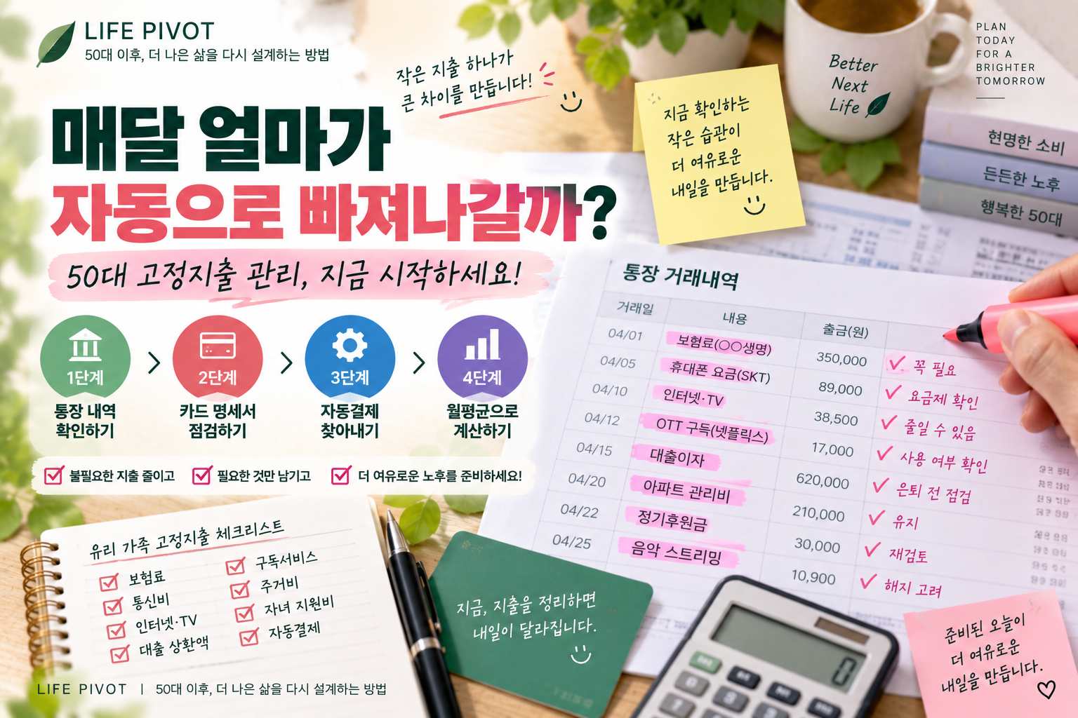 50대 고정지출 관리, 매달 빠져나가는 돈부터 정리해야 하는 이유