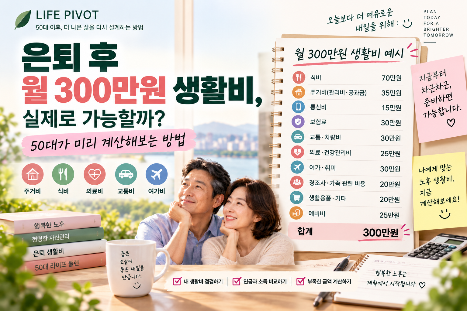 은퇴 후 월 300만원 생활비를 항목별로 계산하는 방법